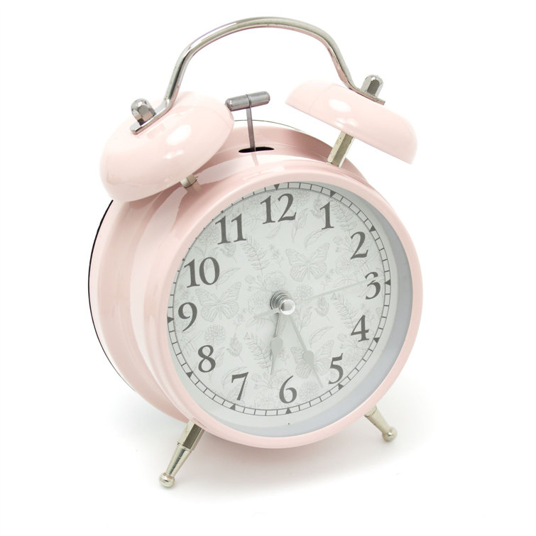 17 Stories Analog Metal Quartz Alarm Tabletop Clock in Pink Wayfair.co.uk